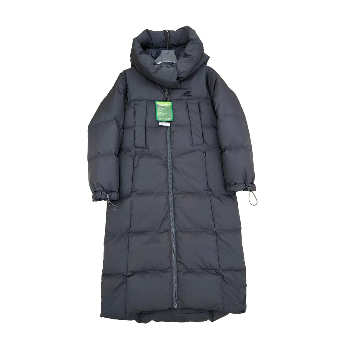 New Balance Long Puffer Coat with Adjustable Hood – Black