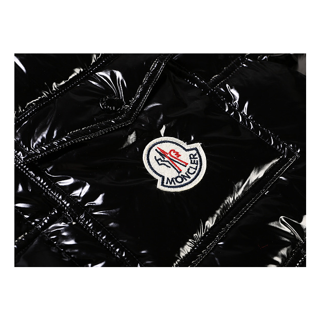 Moncler Glossy Hooded Down Jacket with Contrast Trim