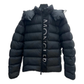 Moncler Black Snap-Front Down Jacket with Vertical Logo