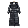 Moncler Hudson Long Down Puffer Coat with Fur Trim