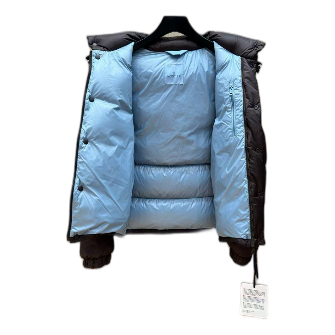 Moncler Oversized Hooded Down Jacket with Chest Badge