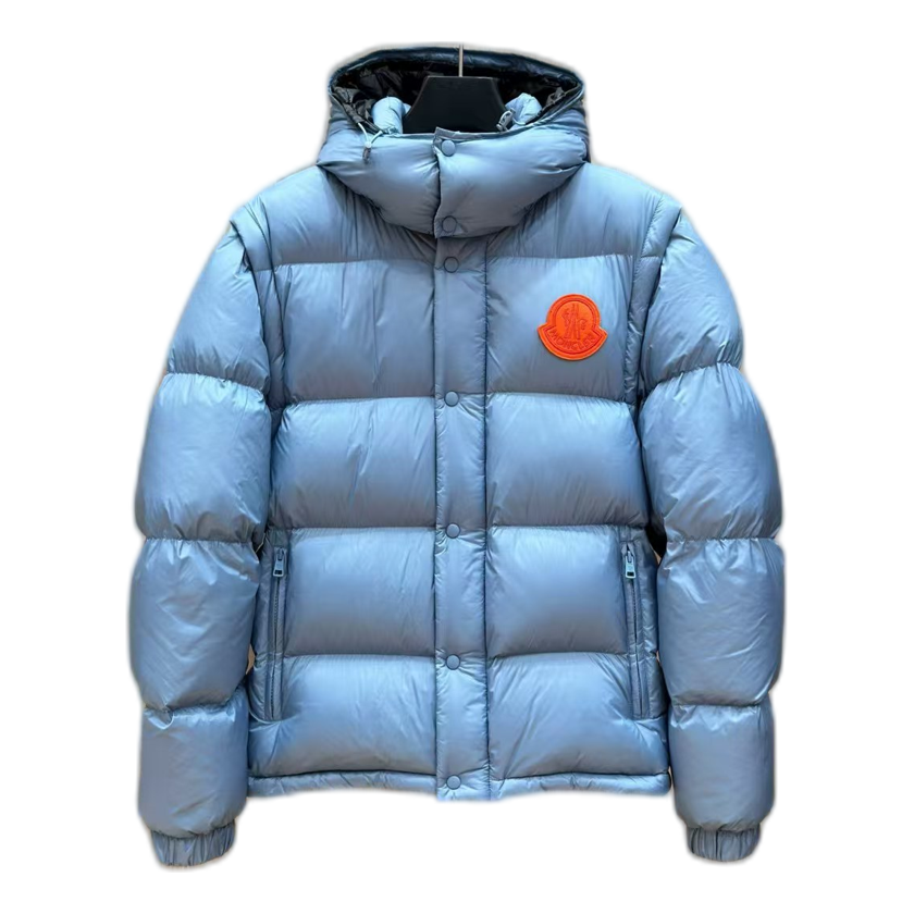 Moncler Oversized Hooded Down Jacket with Chest Badge