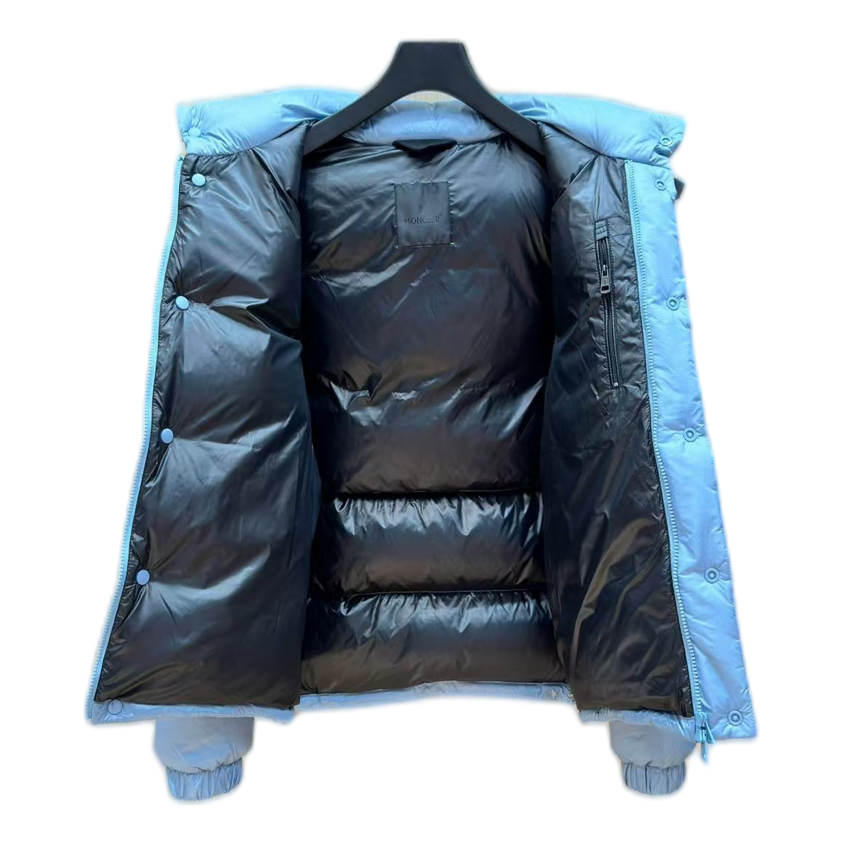 Moncler Oversized Hooded Down Jacket with Chest Badge