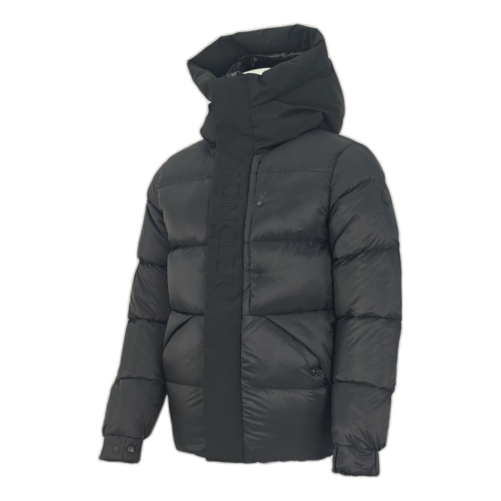Moncler Black High-Collar Down Jacket with Tonal Logo