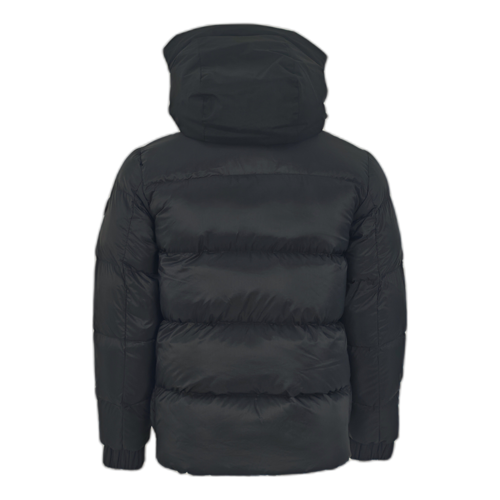 Moncler Black High-Collar Down Jacket with Tonal Logo
