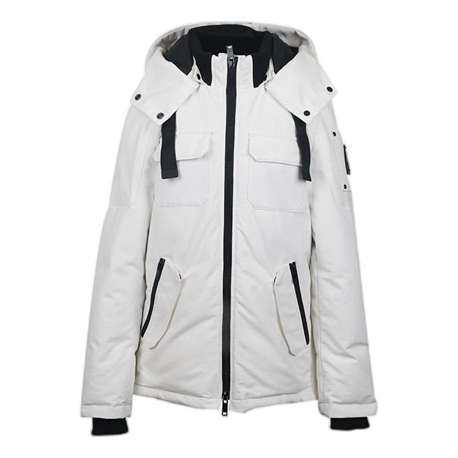 Moose Knuckles Hooded Down Parka with Color-Block Pockets