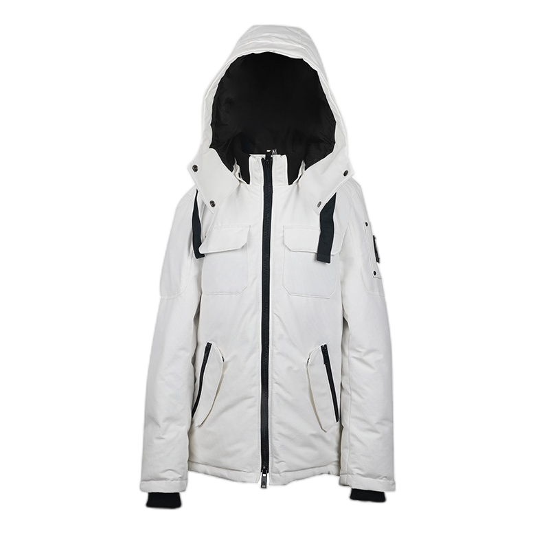 Moose Knuckles Hooded Down Parka with Color-Block Pockets