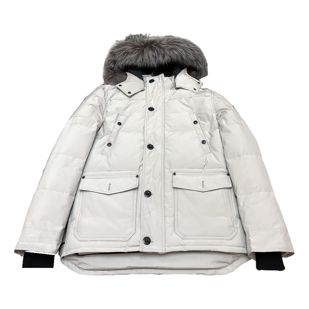 Moose Knuckles Four-Pocket Down Jacket with Fur-Trimmed Hood