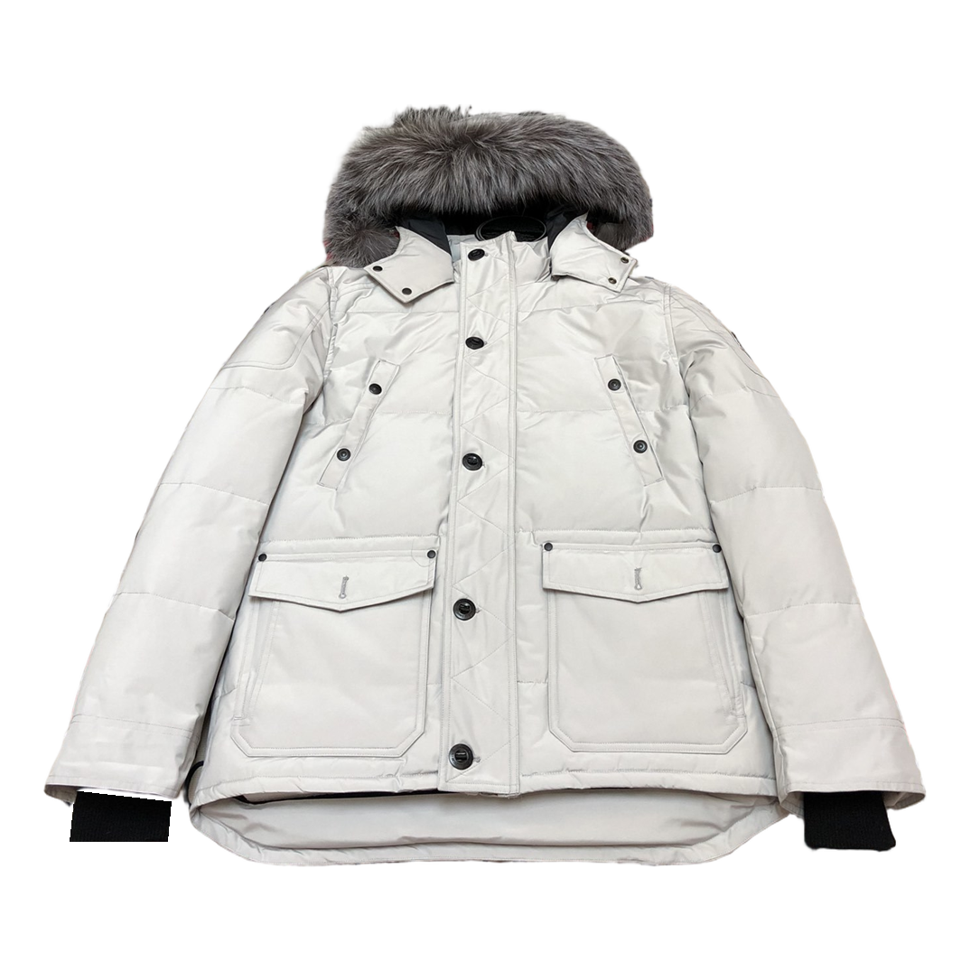Moose Knuckles Four-Pocket Down Jacket with Fur-Trimmed Hood