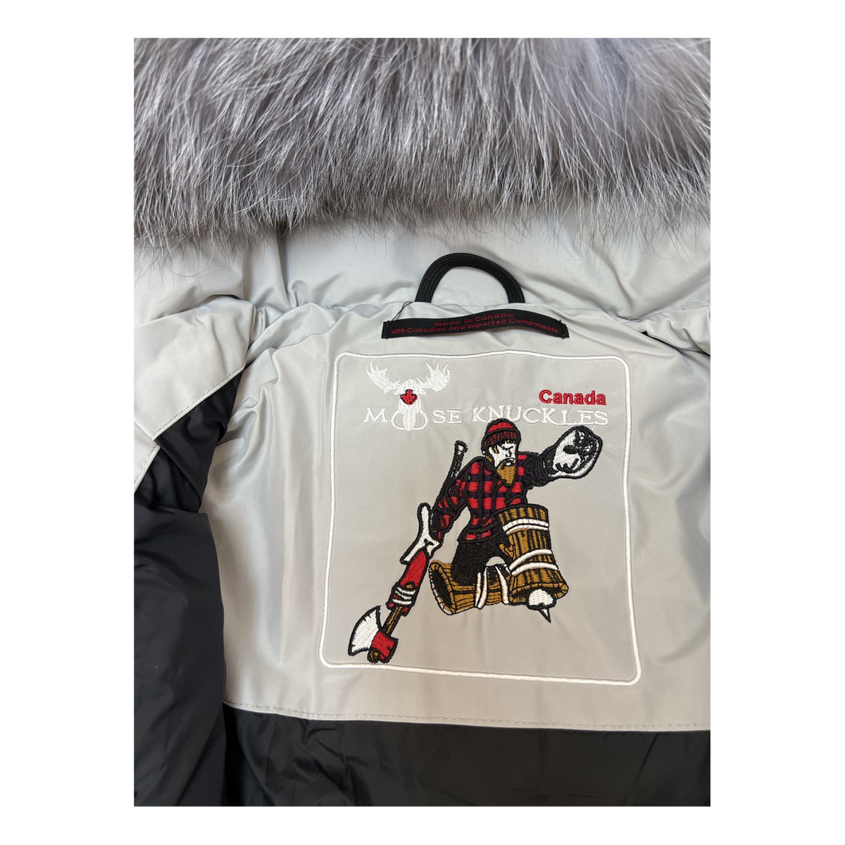 Moose Knuckles Four-Pocket Down Jacket with Fur-Trimmed Hood