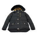 Moose Knuckles Gold 3Q Black Down Jacket with Fur-Trimmed Hood