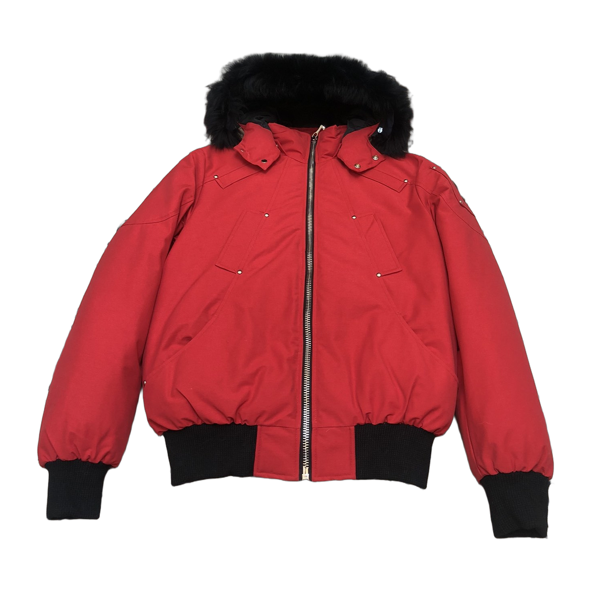 Moose Knuckles Men's Original Ballistic Black Shearling-Trim Down Bomber