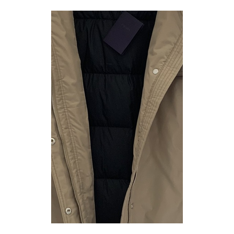 Prada Long Belted Coat with Faux Fur-Trimmed Hood – Beige