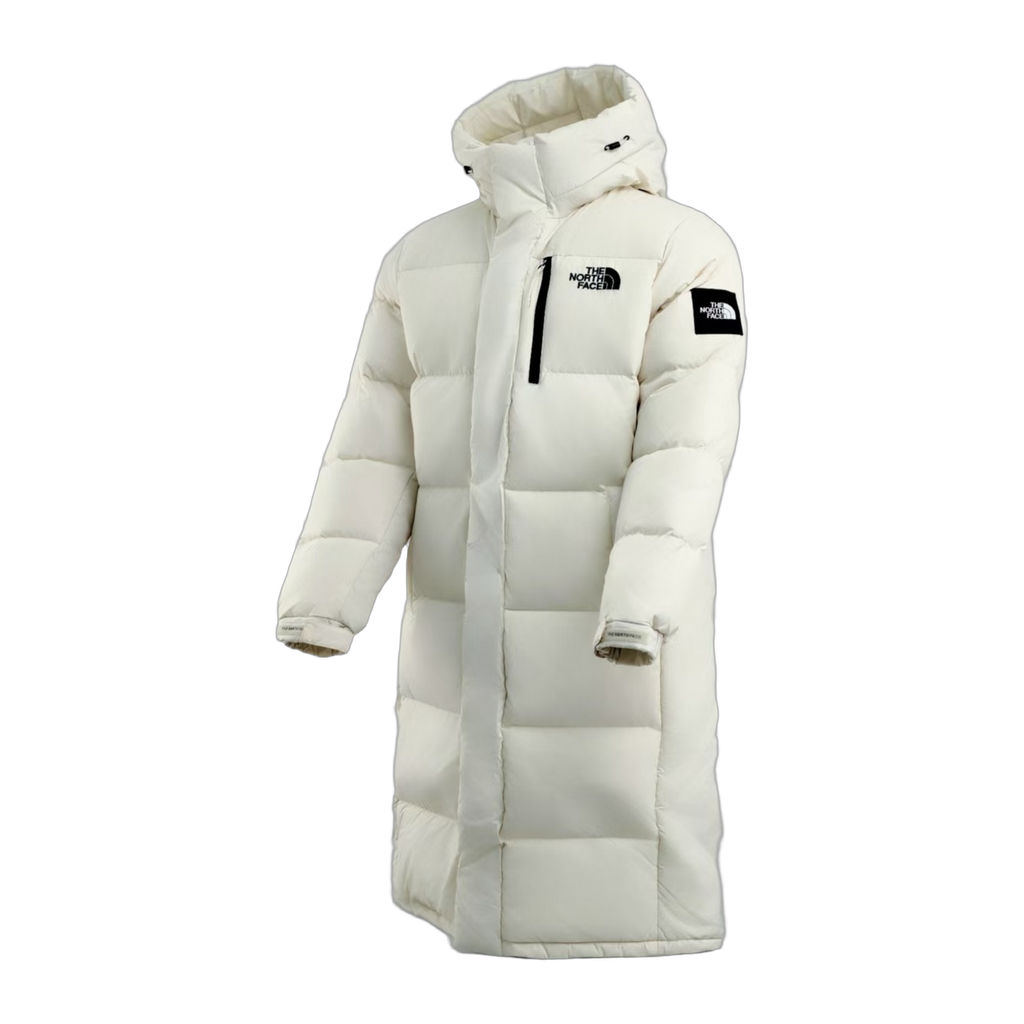 The North Face Color-Block Hooded Long Down Coat - White