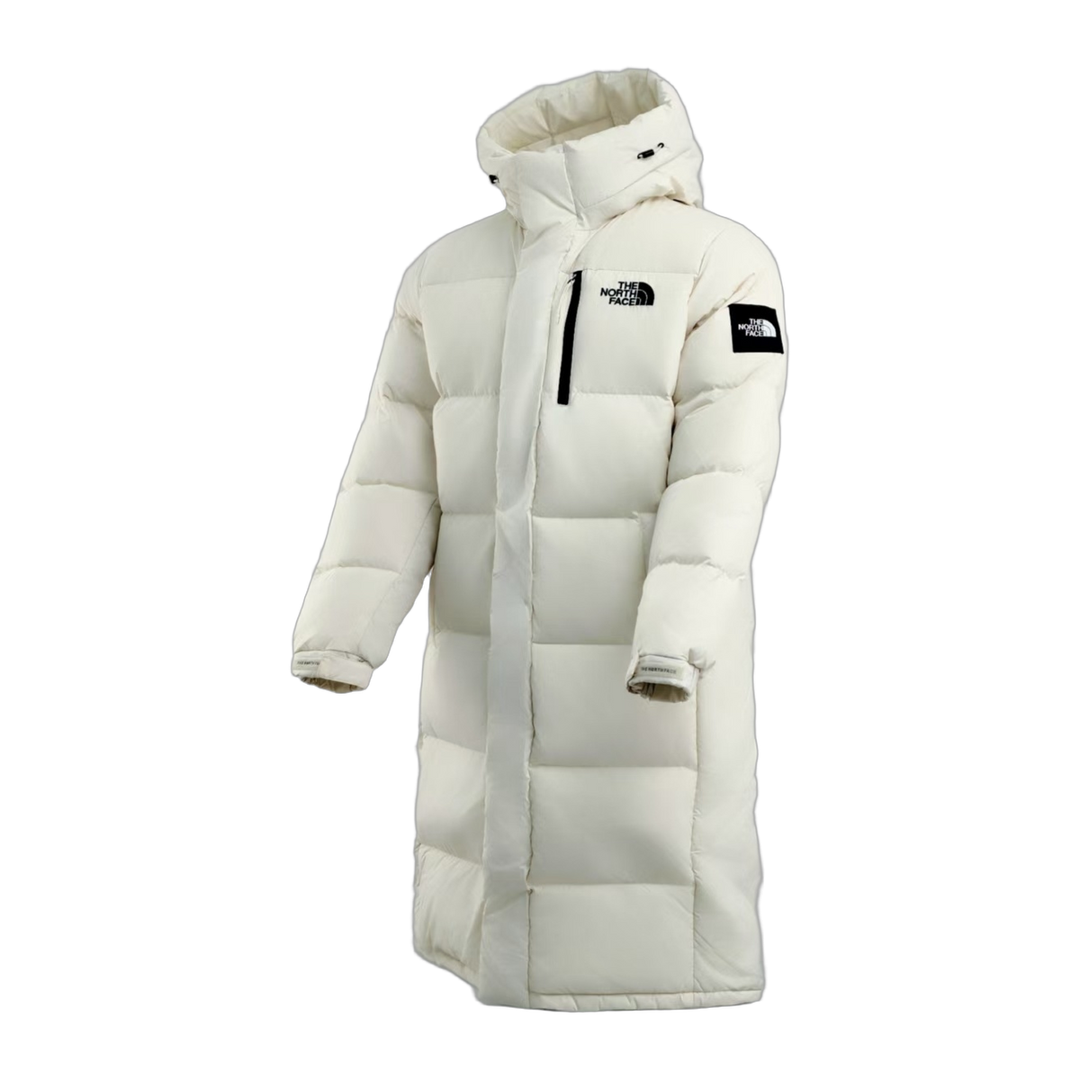 The North Face Color-Block Hooded Long Down Coat - White