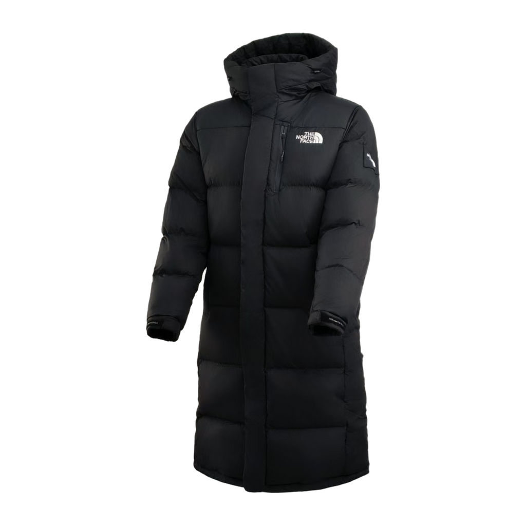 The North Face Color-Block Hooded Long Down Coat - Black