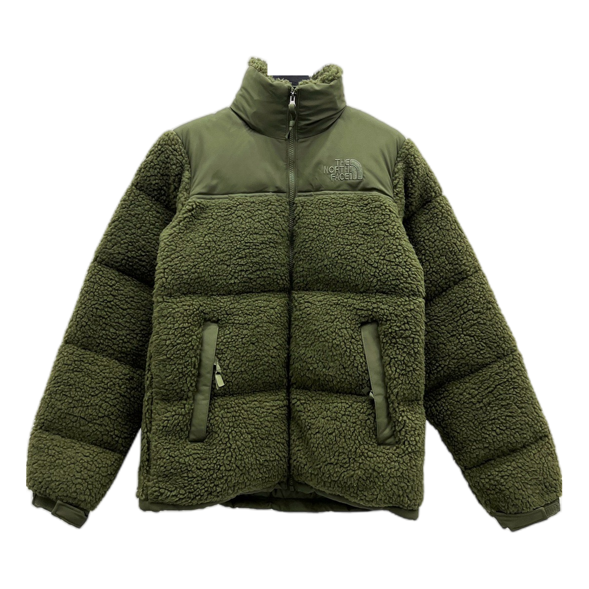 The North Face Fleece-Panel Puffer Jacket with Stand Collar | Olive